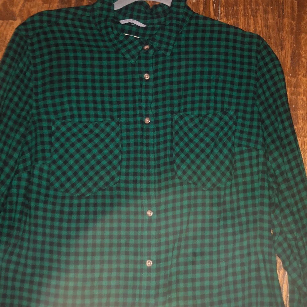 A NEW DAY Hunter Green & Black button down top